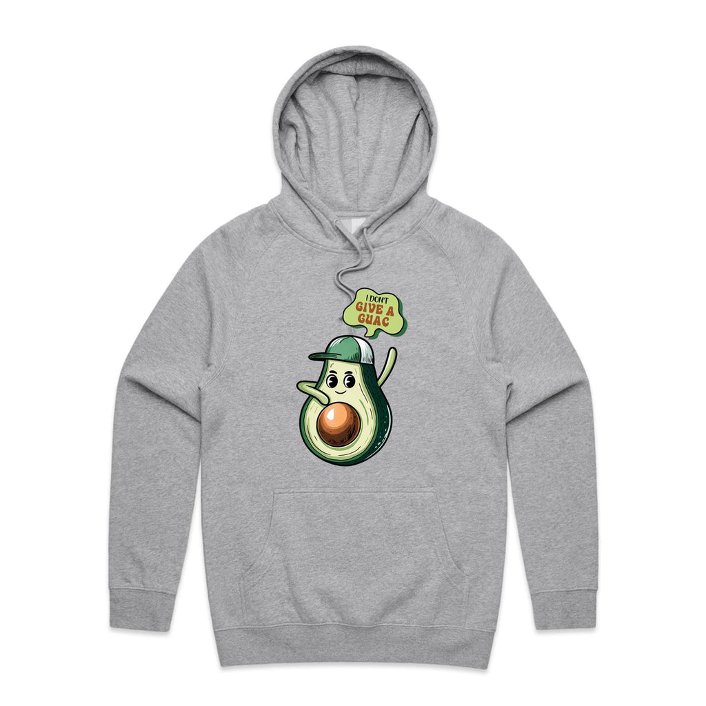 I Don't Give A Quac, Avocado - Mens Hoodie Grey Marle Mens Hoodie Food Printed In Australia