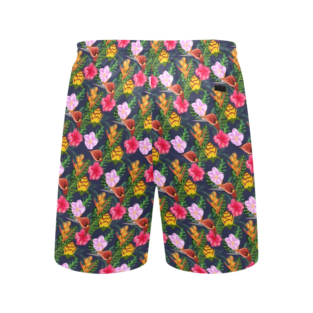 Tropical Floral Men's Mid-Length Beach Shorts Men's Mid-Length Beach Shorts Plants Printed Offshore