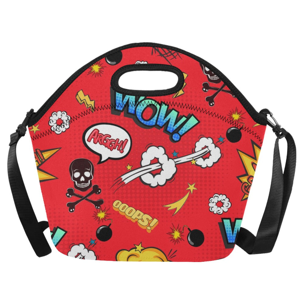 Comic Book Red - Neoprene Lunch Bag One Size Neoprene Lunch Bag Printed Offshore