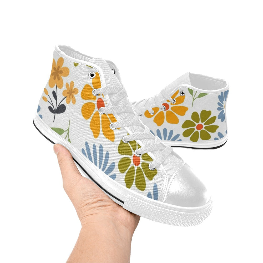 Vintage Boho Flowers Women's High Top Canvas Shoes Womens Classic High Top Shoes Plants Printed Offshore