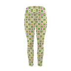 Flower Check Women's High Waist Pockets Yoga Leggings