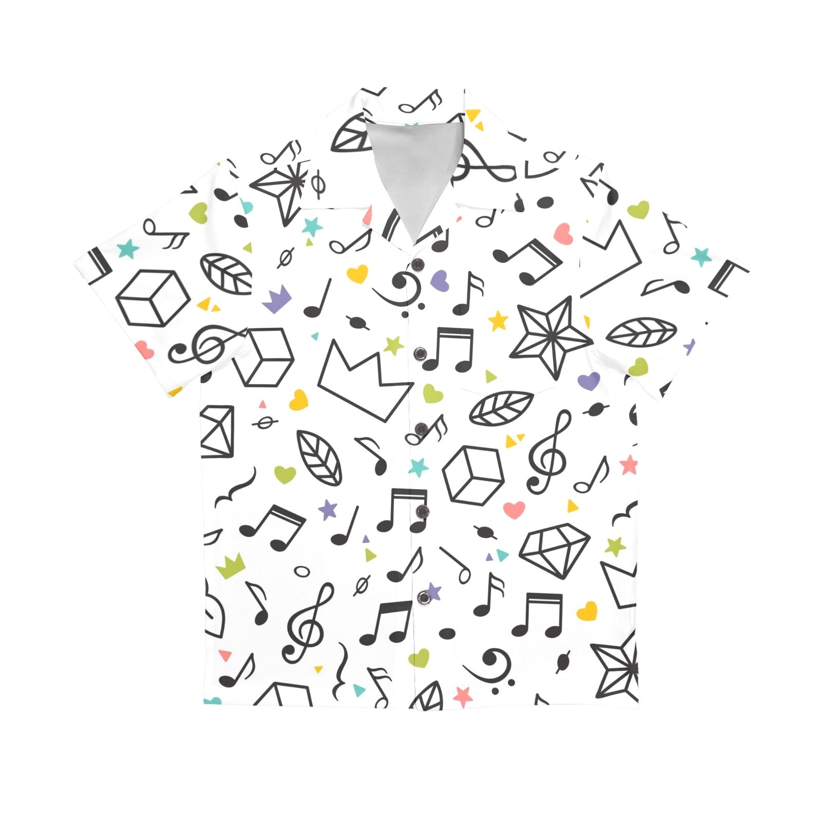 Music Time Senior Kids Hawaiian Shirt Senior Kids Hawaiian Shirt 8-15 Music Printed Offshore