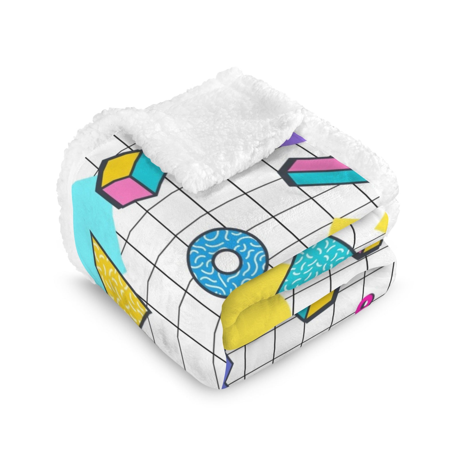 80's Grid - Double-Layer Fleece Blanket 51"x59"