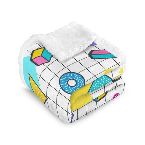 80's Grid - Double-Layer Fleece Blanket 51"x59"