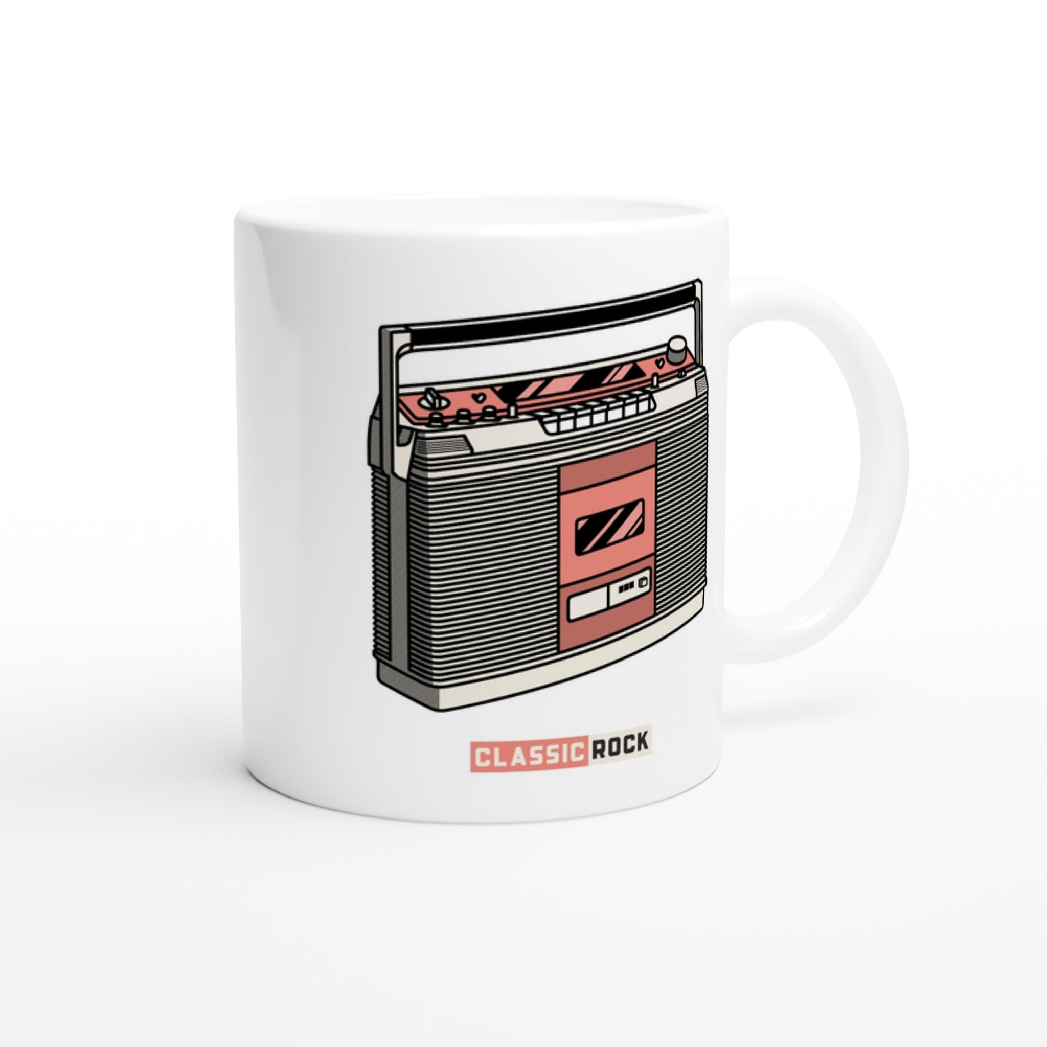 Classic Rock, Cassette Player - White 11oz Ceramic Mug White 11oz Mug Globally Fulfilled Music Retro