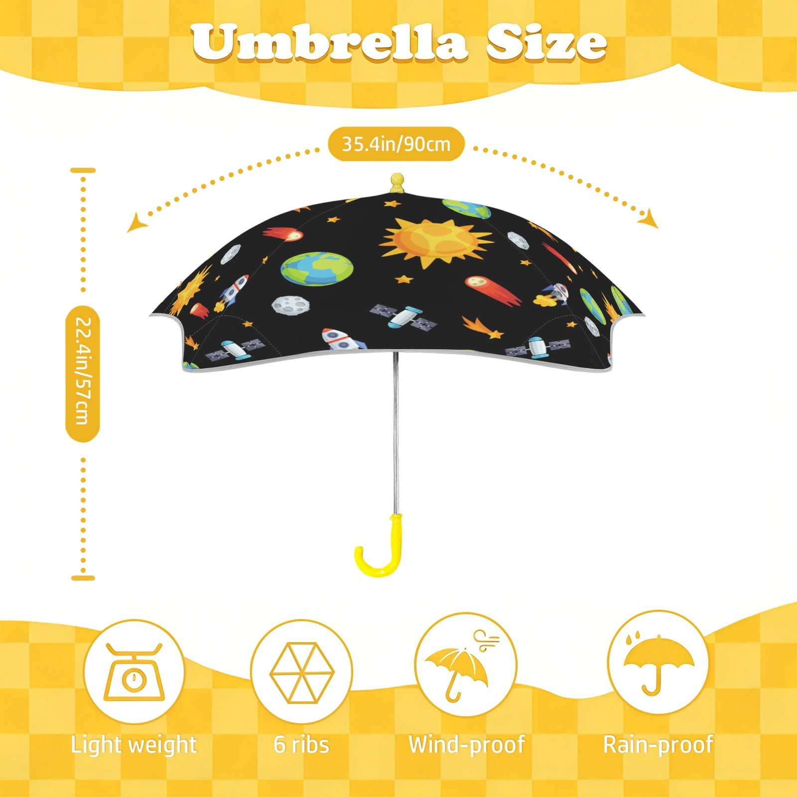 Busy Space Kids Safe Round Corner Umbrella Kids Safe Round Corner Umbrella Printed Offshore Space