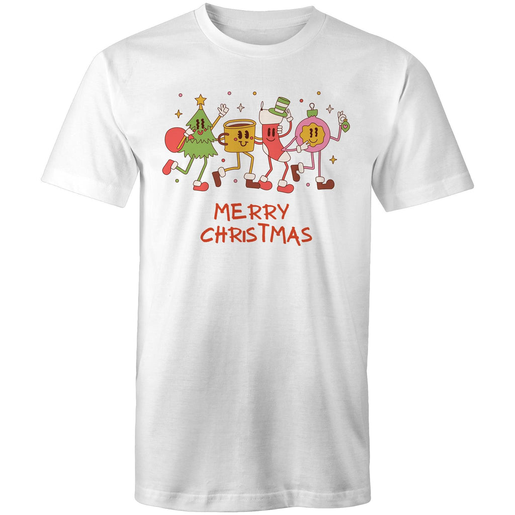 Crazy Christmas Characters - Mens T-Shirt White Mens Christmas T-shirt Christmas Printed In Australia