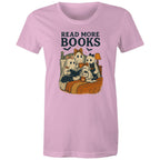 Read More Books, Halloween Ghosts - Womens T-shirt Pink Womens T-shirt Halloween Printed In Australia Reading