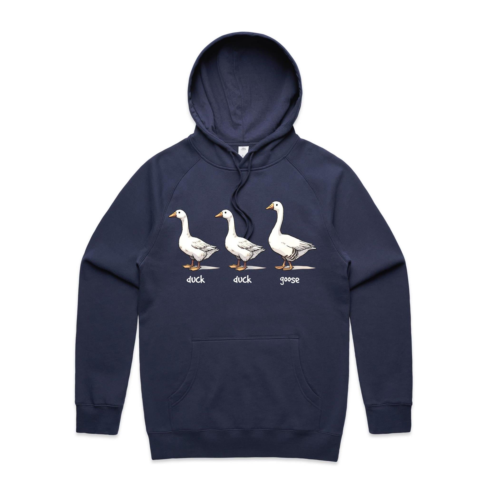 Duck Duck Goose - Mens Hoodie Midnight Blue Mens Hoodie animal Printed In Australia