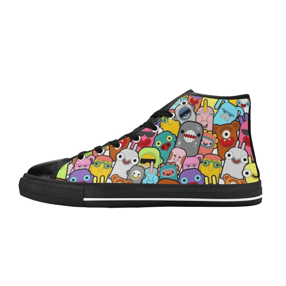 Happy Monsters - Men's High Top Canvas Shoes