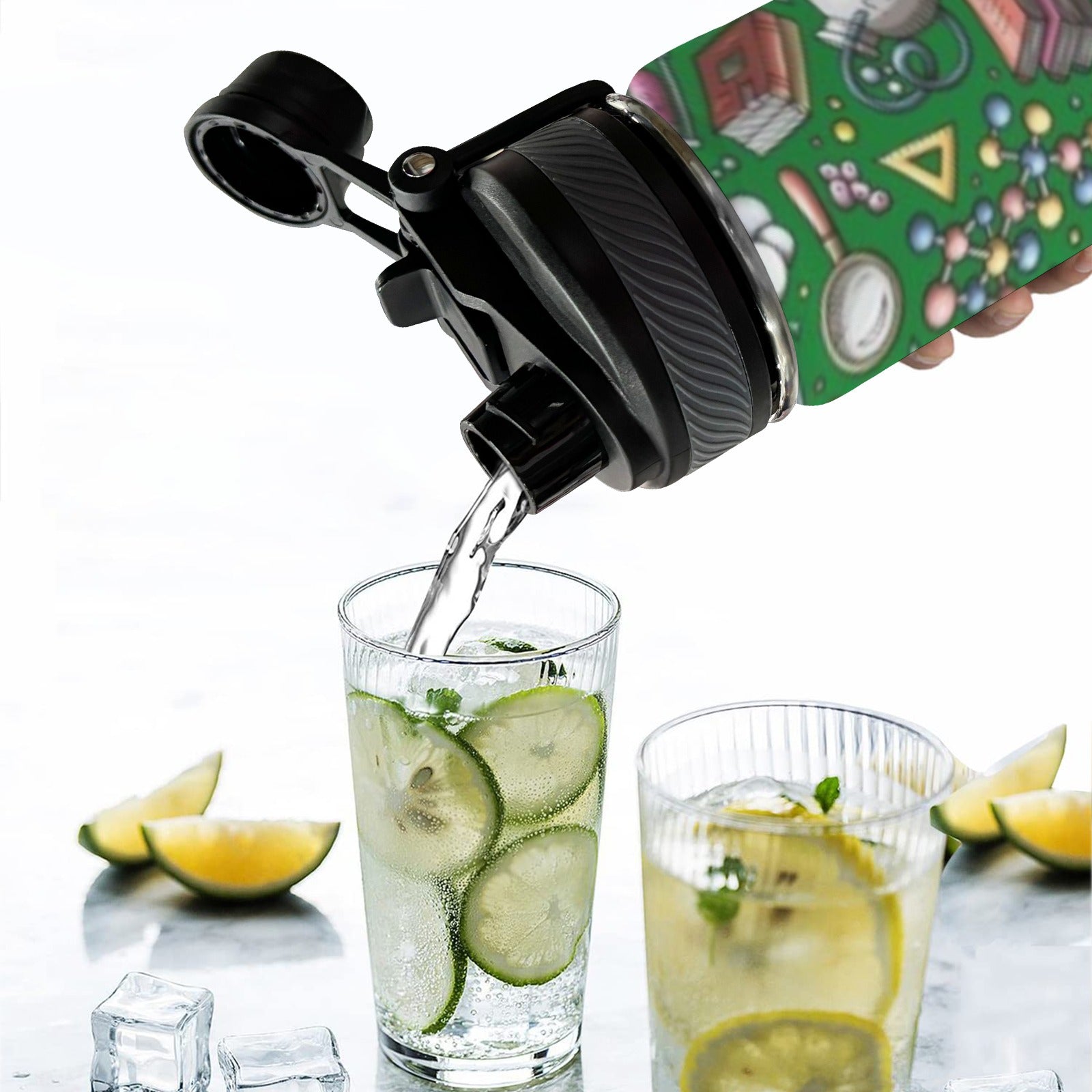 Science Love - Insulated Water Bottle with Dual-Use Lid (18oz) Insulated Water Bottle with Dual-Use Lid (18oz) Printed Offshore Science