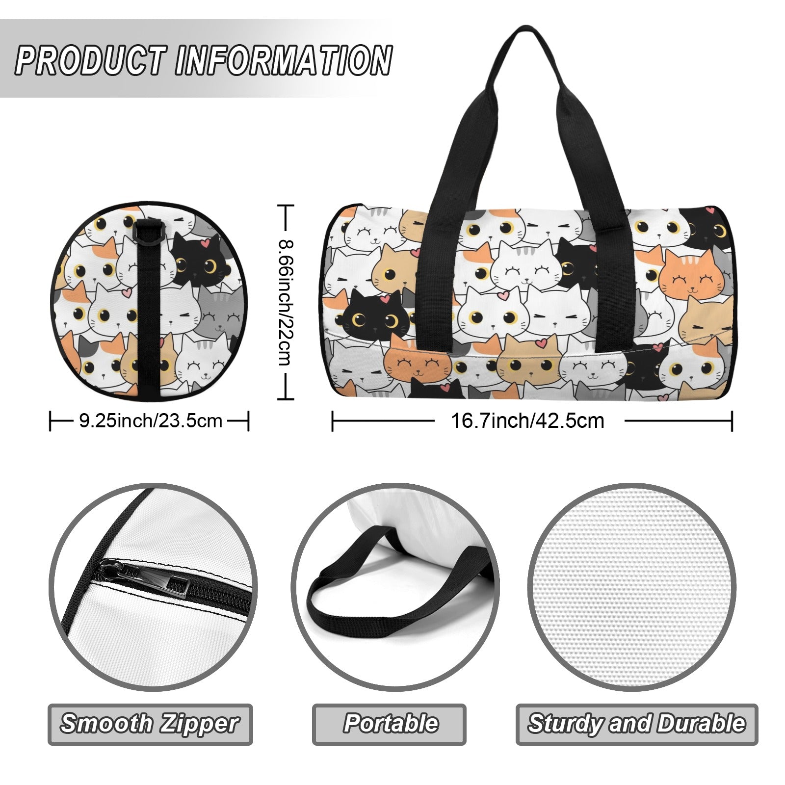 Cute Cartoon Cats Duffle Bag Duffle Bag Printed Offshore