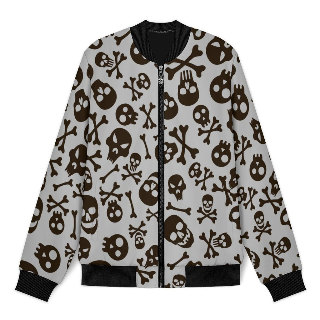 Skull And Crossbones Men's Casual Zip‑Up Bomber Jacket
