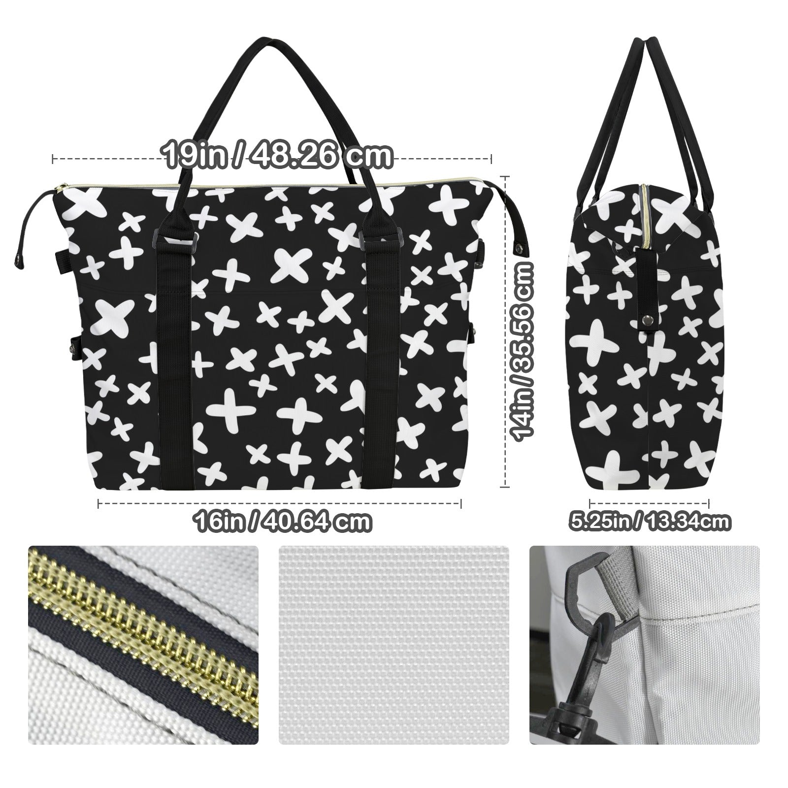 Black And White X's Duffle Bag-Simple (Model 1715) Duffle Bag-Simple (1715)