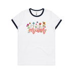 Mum, Flowers And Butterflies - Women's Ringer Tee