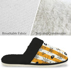 Halloween Stripe Women's Fur Trim Thick-Sole Indoor Slippers Women's Fur Trimmed Slippers Halloween Printed Offshore