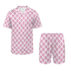 Cat Doughnuts Men's Hawaiian Shirt & Shorts Set Men's Hawaiian Shirt & Shorts Set animal Food Printed Offshore