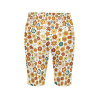 70's Style Floral Women's Bike Shorts With Side Pockets