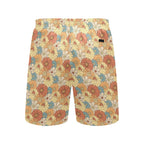 Vintage Retro Floral Men's Mid-Length Beach Shorts Men's Mid-Length Beach Shorts Plants Printed Offshore