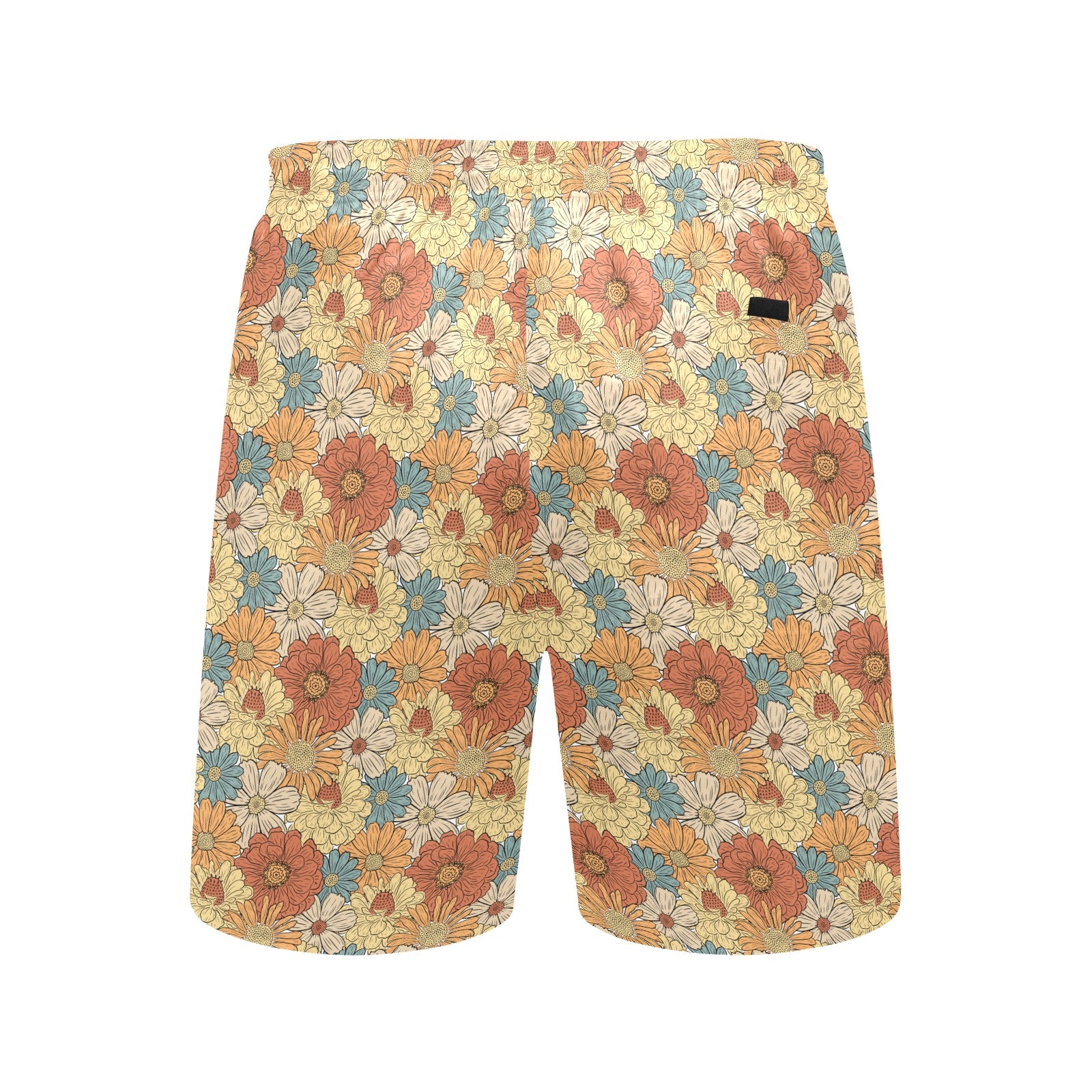 Vintage Retro Floral Men's Mid-Length Beach Shorts Men's Mid-Length Beach Shorts Plants Printed Offshore