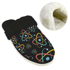 Atoms Men's Fur Trim Thick-Sole Indoor Slippers Men's Fur Trimmed Slippers Printed Offshore Science