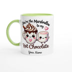 Personalised - You're The Marshmallow To My Hot Chocolate, Valentine - White 11oz Ceramic Mug with Colour Inside Ceramic Green Personalised 11oz Mug