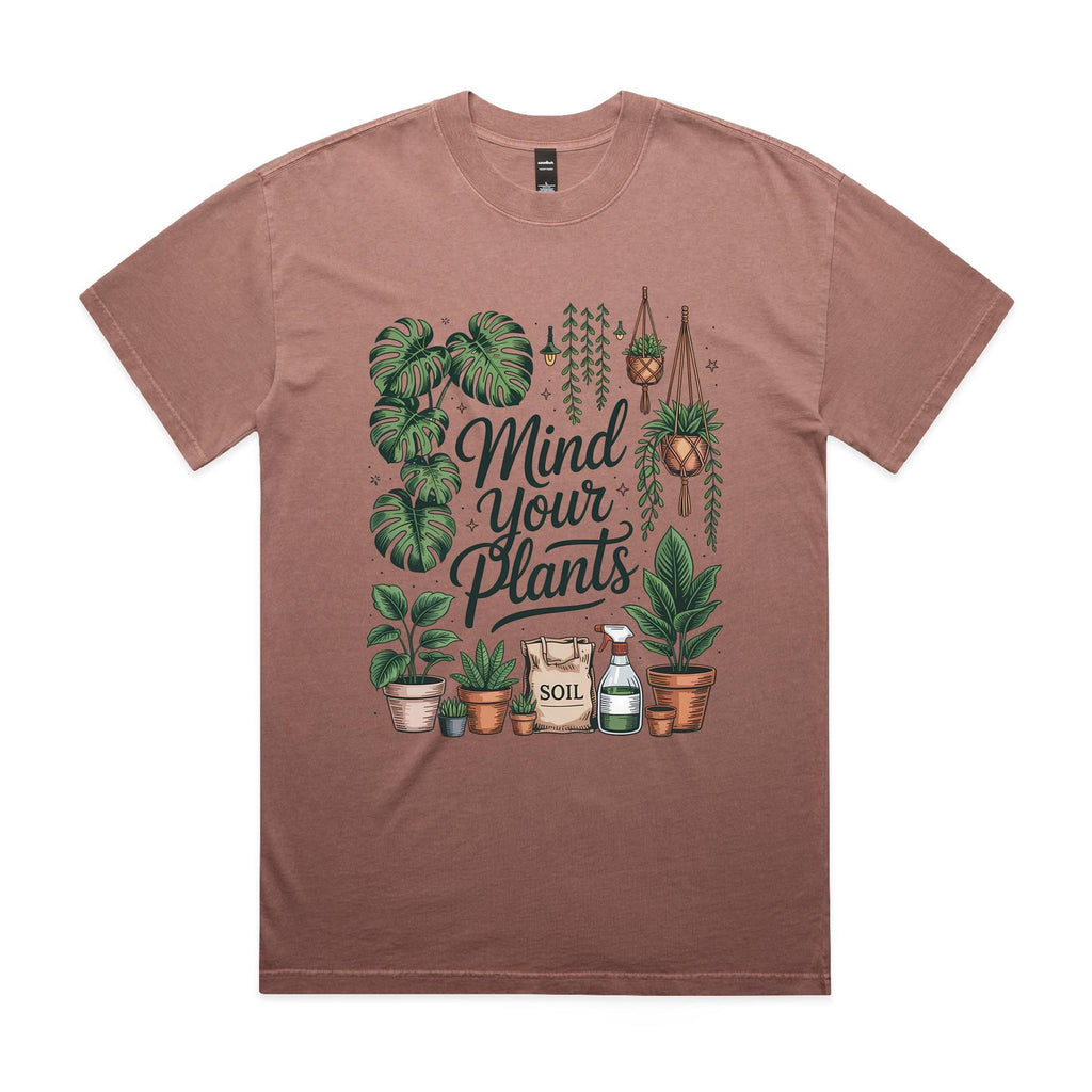 Mind Your Plants AS Colour Heavy Faded Tee Unisex Faded pink Heavy Faded T-shirt Plants Printed In Australia