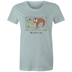 Life's Got Me In A Spin, Sloth, Cassette Tape - Womens T-shirt Pale Blue Womens T-shirt Music Printed In Australia