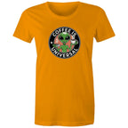 Coffee Is Universal, Alien - Womens T-shirt Orange Womens T-shirt Coffee Printed In Australia Sci Fi