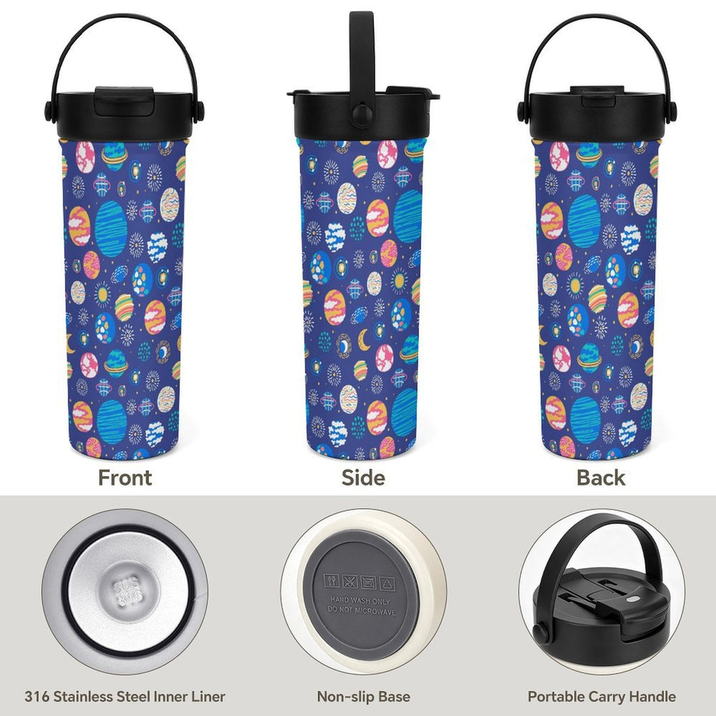 Planets On Blue 20oz Tea Tumbler with Carry Handle
