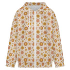 Orange Flowers Women's Full-Zip Hoodie