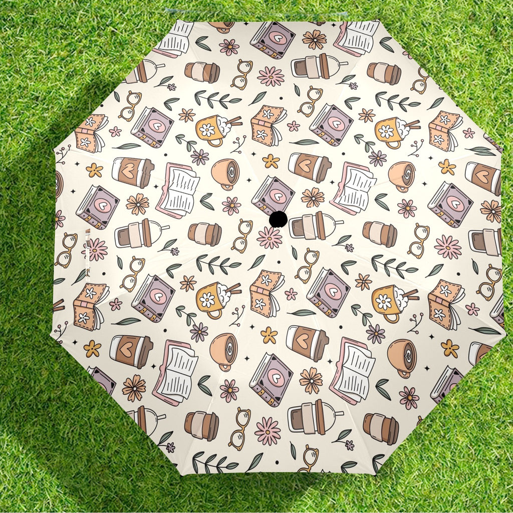 Books And Coffee - Semi-Automatic Foldable Umbrella (Model U12) Semi-Automatic Foldable Umbrella (U12)