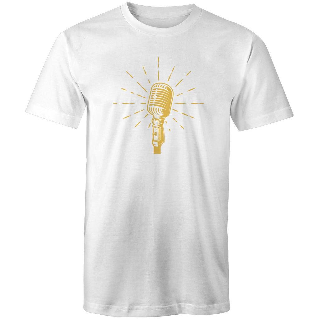 Retro Microphone - Mens T-Shirt White Mens T-shirt Music Printed In Australia Retro