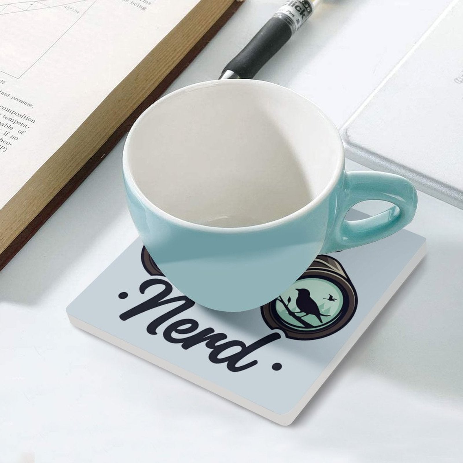 Bird Nerd - Ceramic Coasters (Square) Ceramic Coasters animal Printed Offshore