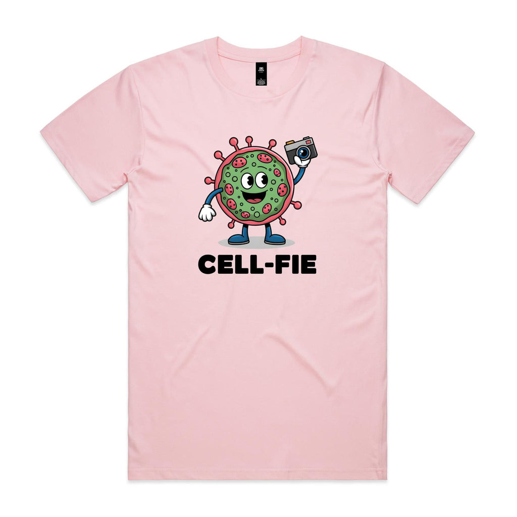 Cell-fie Cell Selfie Men's AS Colour T-shirt Pink Mens T-shirt Printed In Australia Science