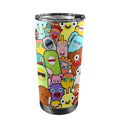 Happy Monsters 20oz Mobile Tumbler with Lid (Black Lock) One Size 20oz Travel Mug Printed Offshore Sci Fi