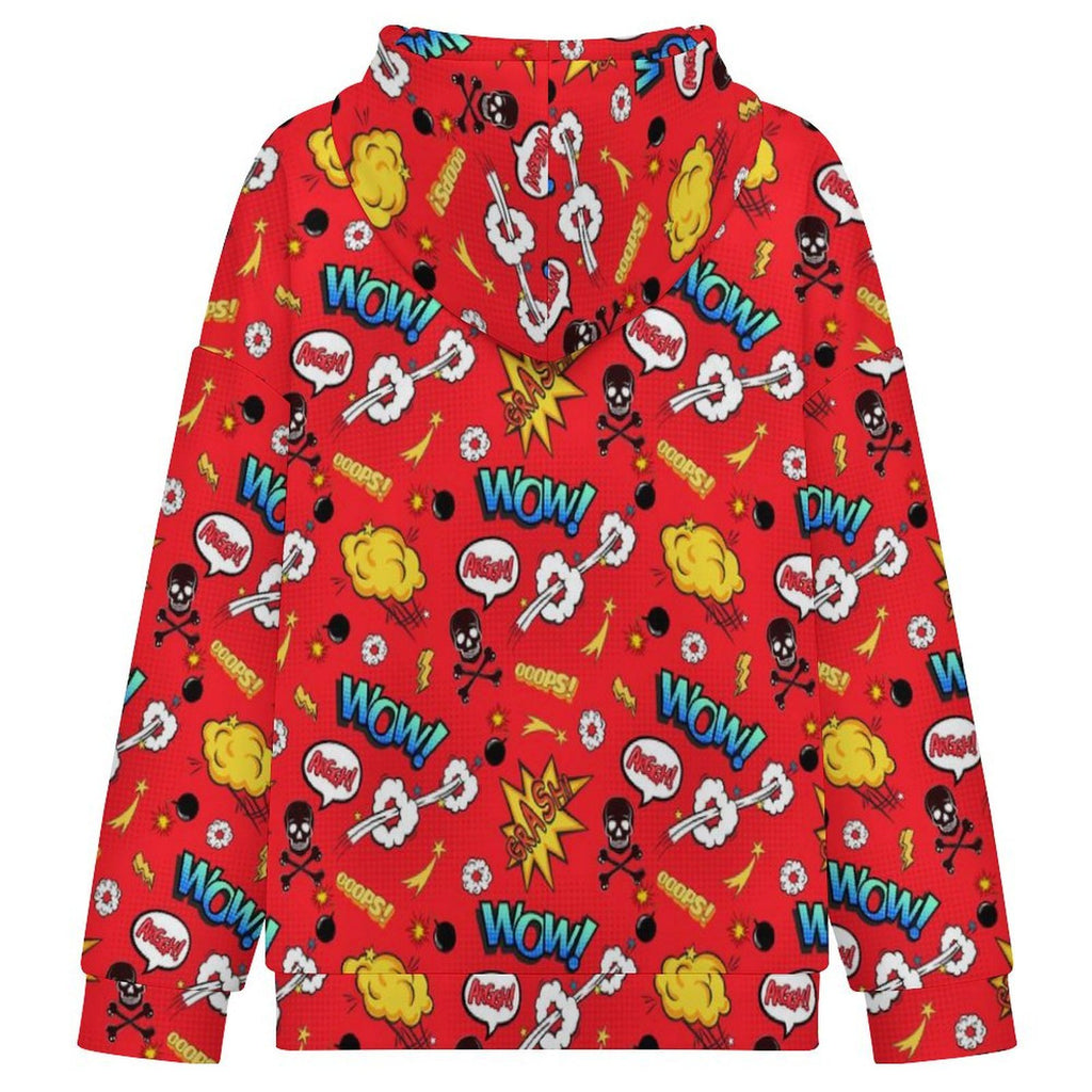 Red Comic Book Women's Full-Zip Hoodie
