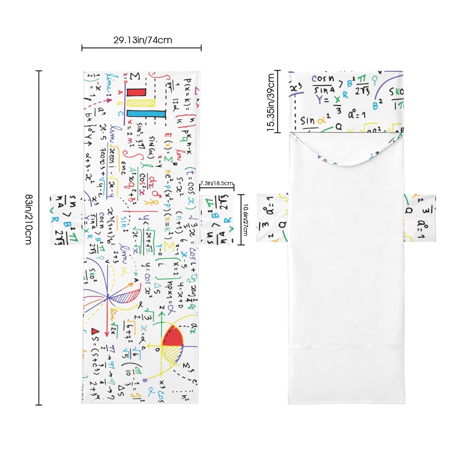 Colourful Maths Formulas Beach Chair Towel Cover with Side Pockets