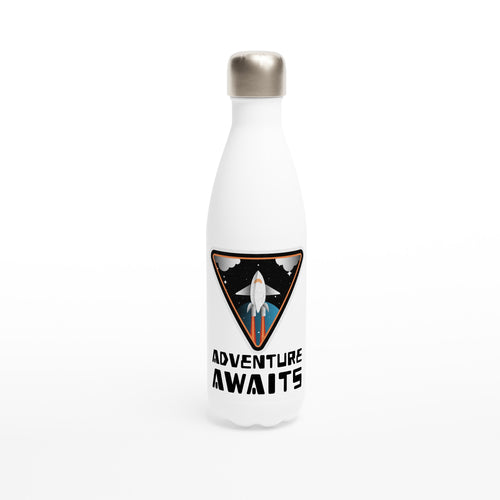 Adventure Awaits - White 17oz Stainless Steel Water Bottle Default Title White Water Bottle Globally Fulfilled kids Space