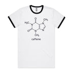 Caffeine Molecule - Staple Ringer Tee White Black Ringer T-Shirt Coffee Printed In Australia Science