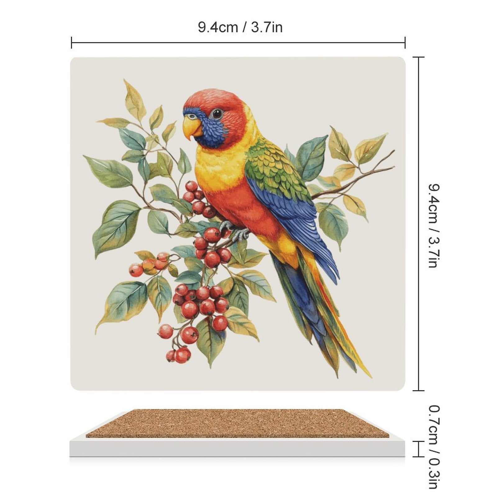 Lorikeet - Ceramic Coasters (Square) Ceramic Coasters animal Printed Offshore