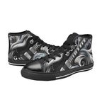 Guitar Black Swirl - Men's High Top Canvas Shoes
