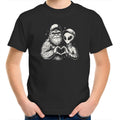 Alien Bigfoot Heart Hands - Kids Youth T-shirt Black Kids Youth T-shirt Love Printed In Australia Sci Fi