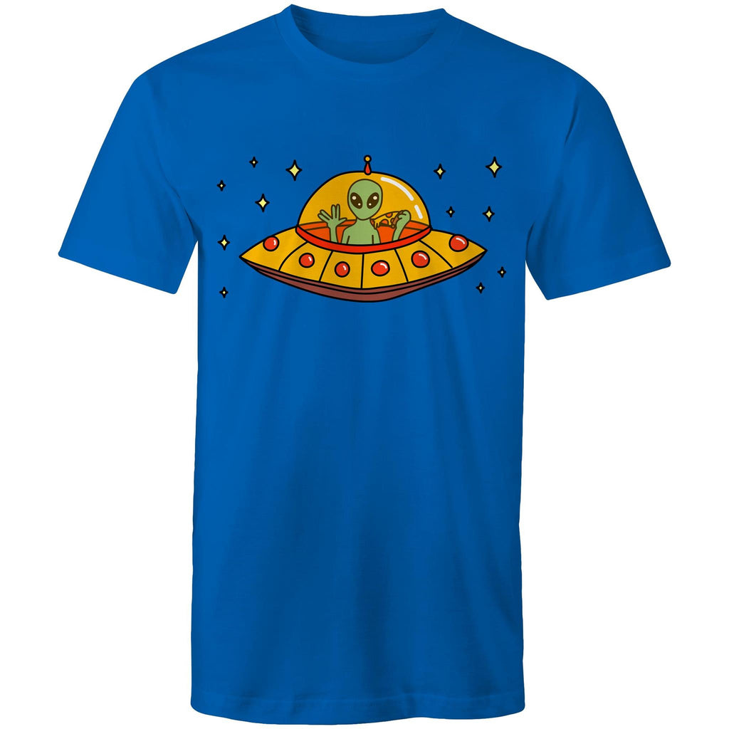 Alien Pizza - Mens T-Shirt Bright Royal Mens T-shirt Food Printed In Australia Sci Fi