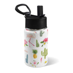 Flamingos And Cactus 12oz Kids Water Bottle with Straw Lid