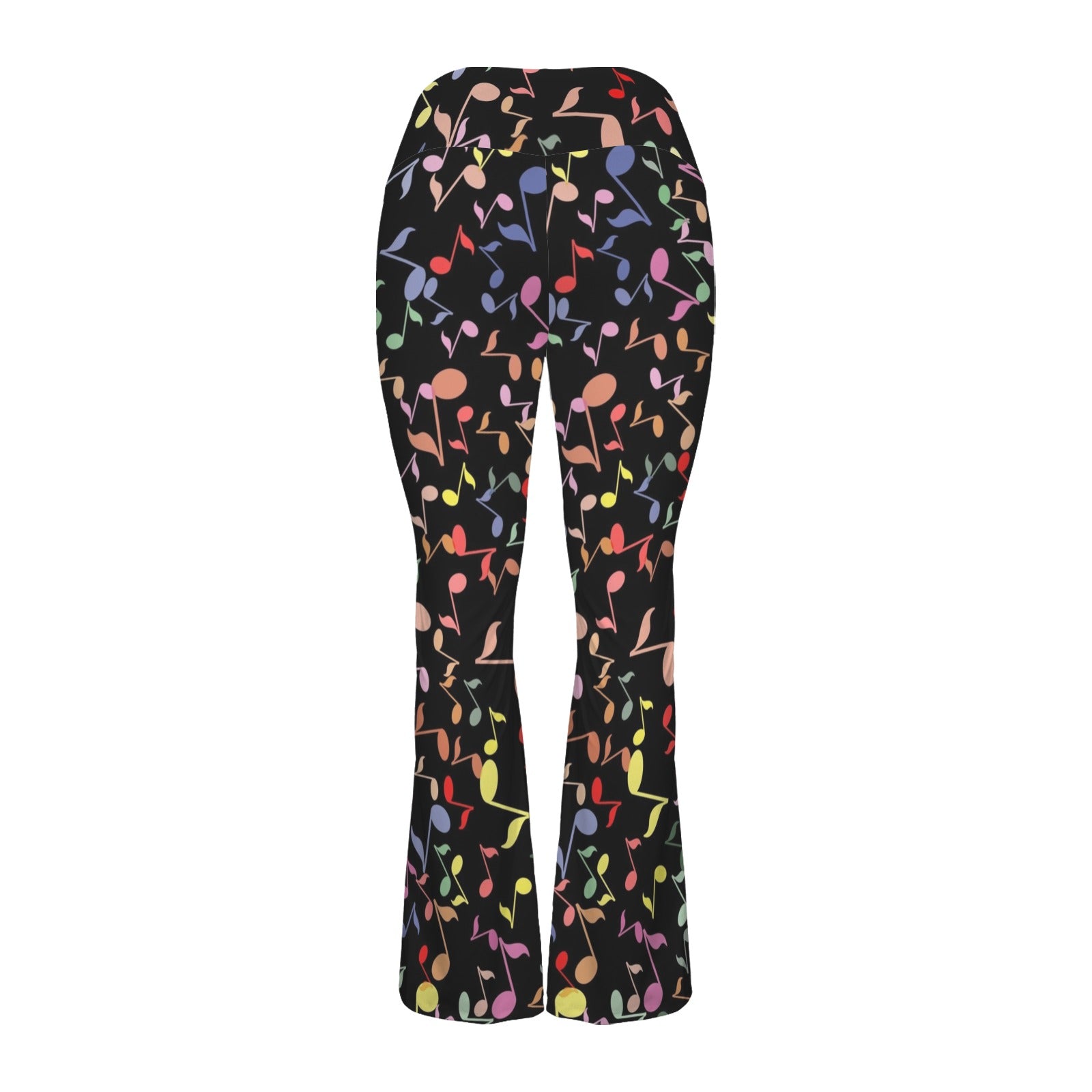 Quavers, Music Notes High Waist Crossover Tummy Control Flare Leggings High Waist Flare Leggings Music Printed Offshore