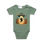 Black Cat Alien UFO Abduction AS Colour Baby Bodysuit