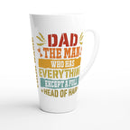 Personalised Dad, The Man Who Has Everything Except A Full Head Of Hair White Latte 17oz Ceramic Mug Personalised Latte Mug Dad Globally Fulfilled