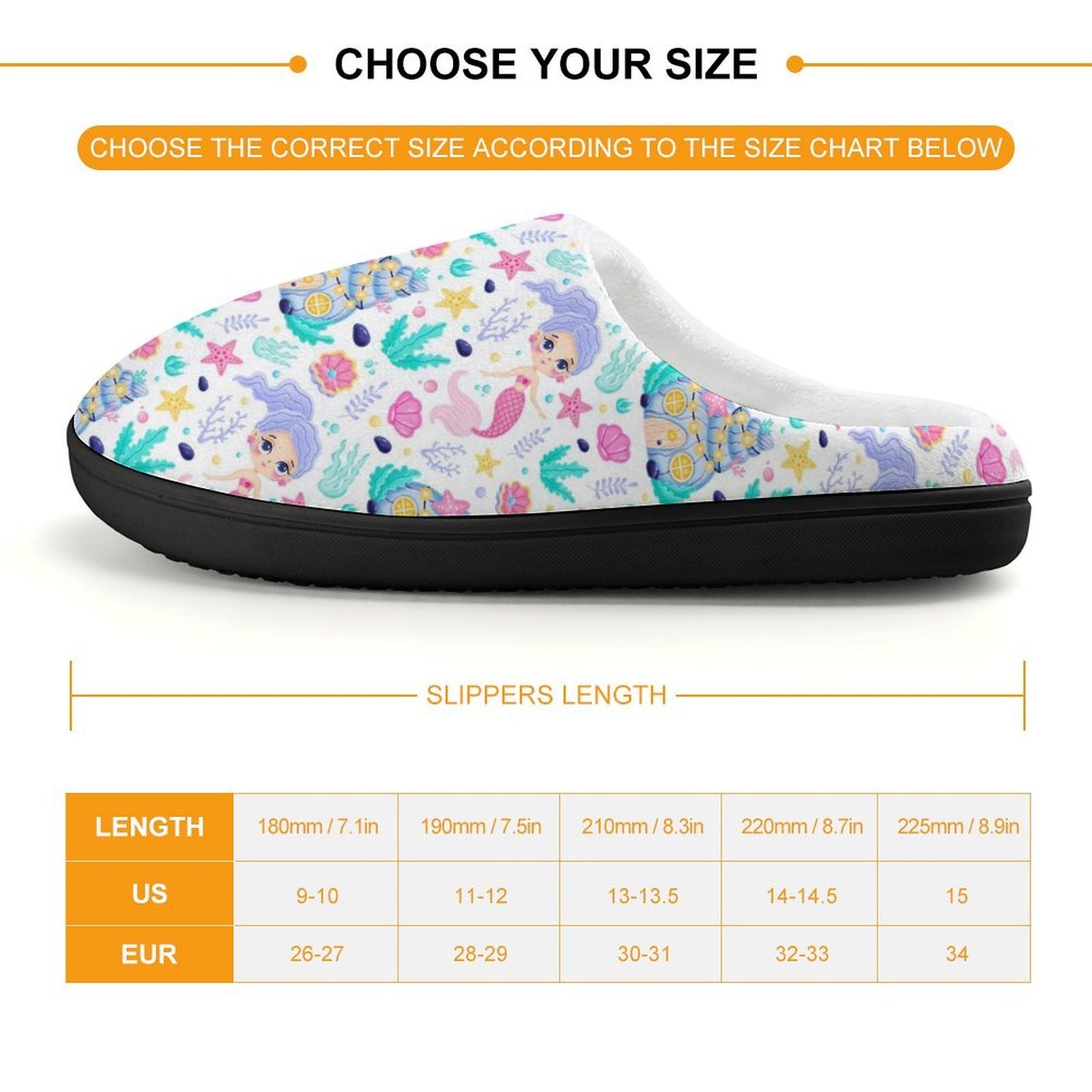 Mermaid World Kids Cotton Slippers