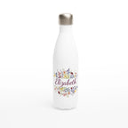 Flower Frame Name - White 17oz Stainless Steel Water Bottle Default Title Personalised Water Bottle customise Globally Fulfilled Name personalise